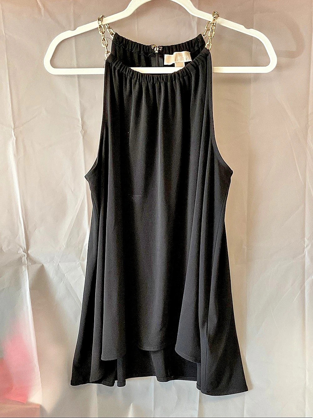 Michael Kors Chain Neck Halter Top Black Size Large